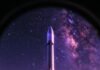 The Future of Space Companies: What’s Next for Space Travel? glowing faintly on the rocket body spelling